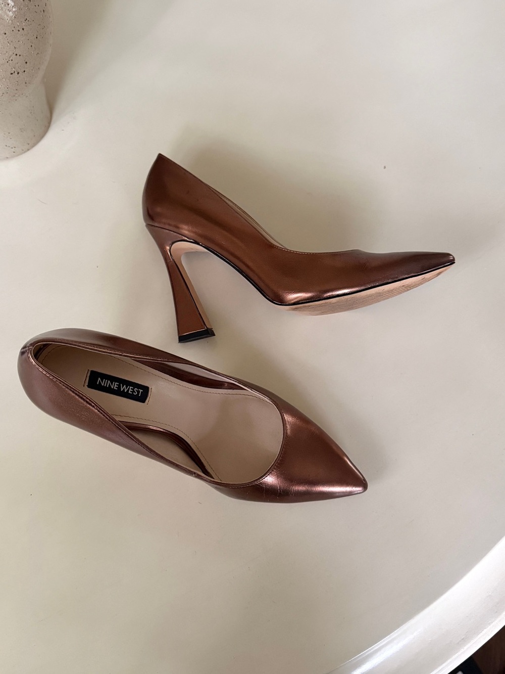Nine West Metallic Bronze Pointed Pumps